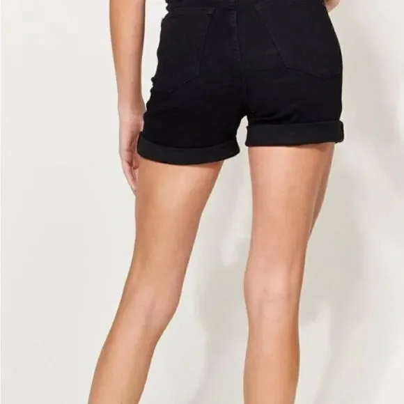 JUDY BLUE HIGH WAIST TUMMY CONTROL CUFFED DENIM SHORTS Size Small - Picture 2 of 6